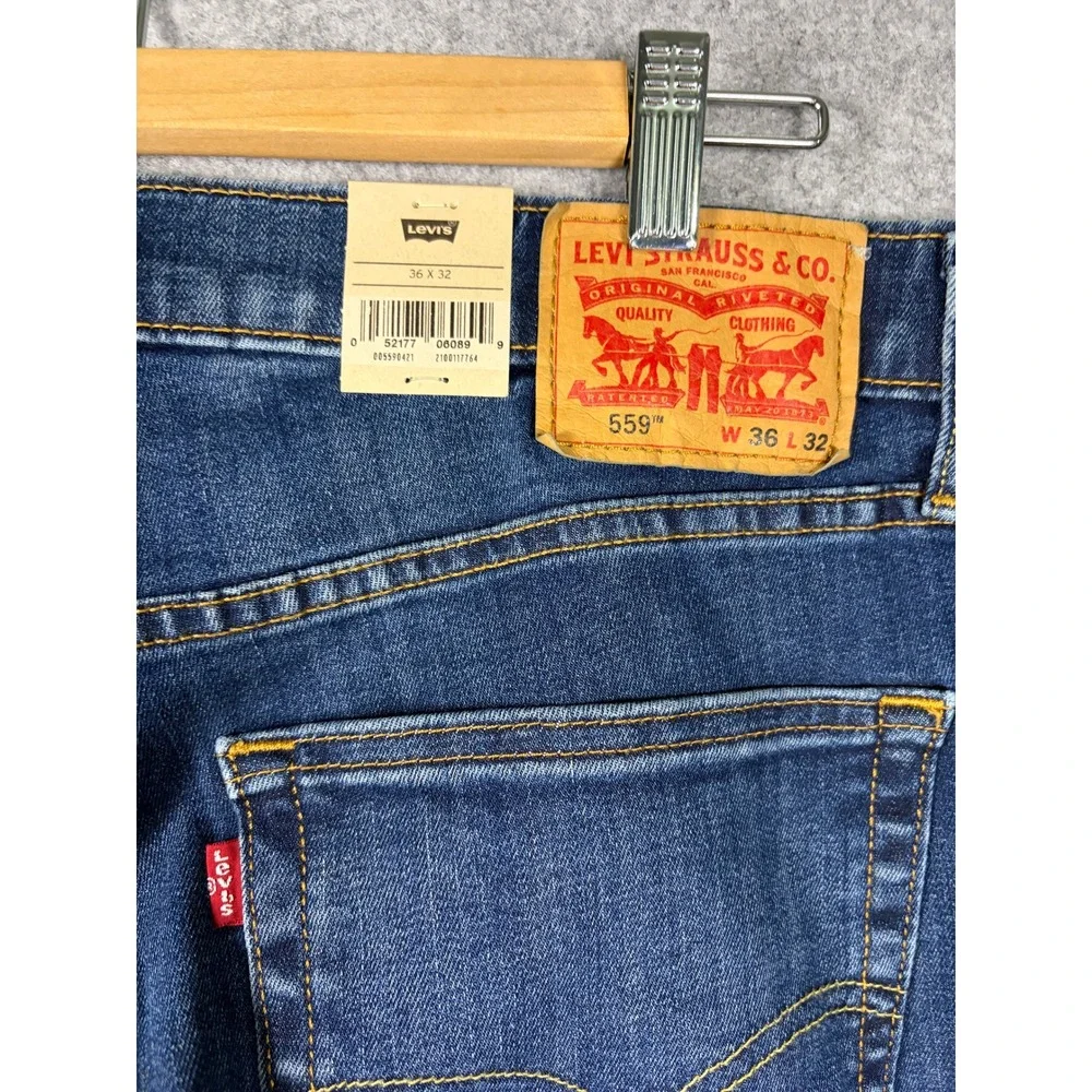 Levis 559 Relaxed Straight Jeans Mens 36x32 Blue‎ Denim Medium Wash NEW NWT